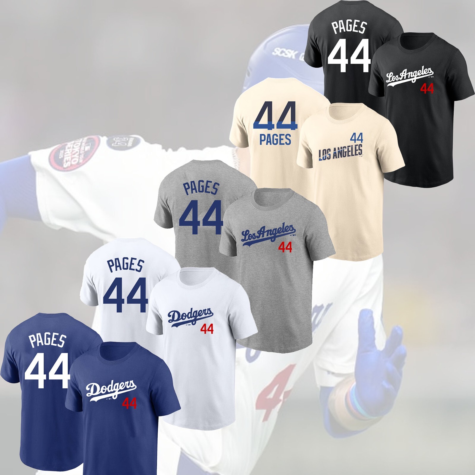Andy Pages #44 Los Angeles Dodgers 2025 Name & Number FAST SHIP For Fans