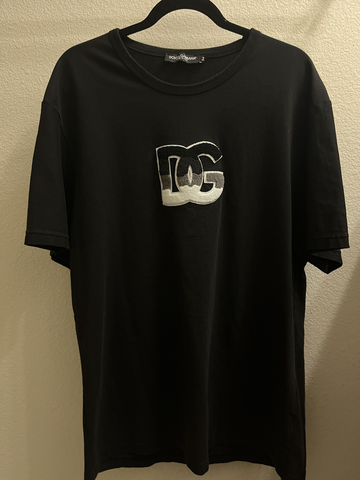 Dolce & Gabbana Black Cotton Chenille Logo Patch T-Shirt DG Logo Embroidered gallery