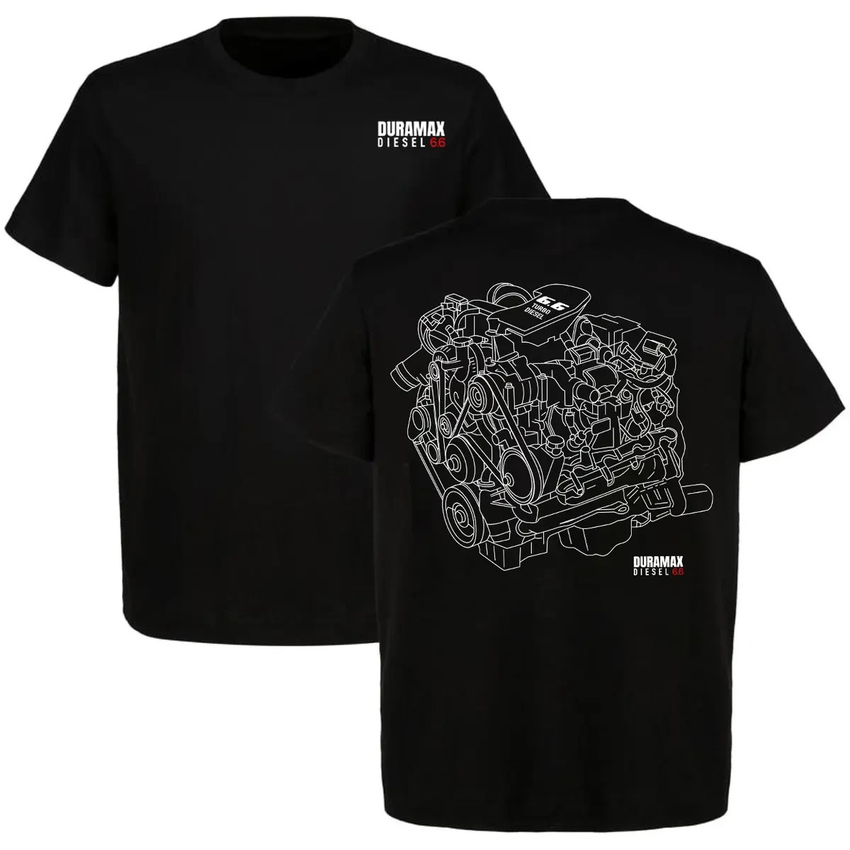 Duramax 6.6 Diesel Engine Blueprint Graphic T-Shirt Truck Tee gallery