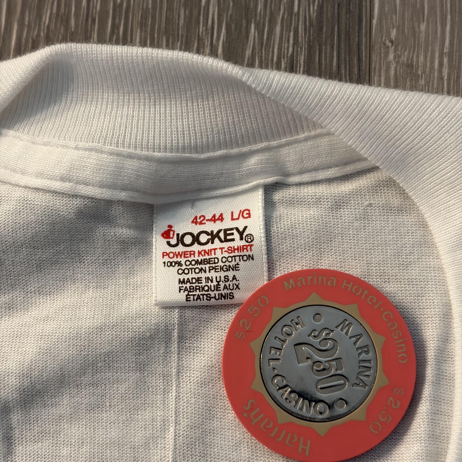 Jockey Shirt Mens Large White Power Knit Blank Tee T-Shirt Crewneck USA gallery