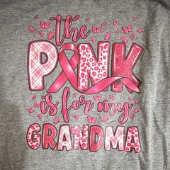 Russell Athletic Gray Long Sleeve Crewneck Graphic S Pink Ribbon