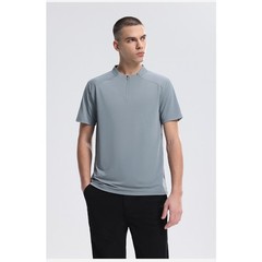 Half Zip Comfortable Short Sleeve Top Men’s High Stretch Running Fitness Shirt