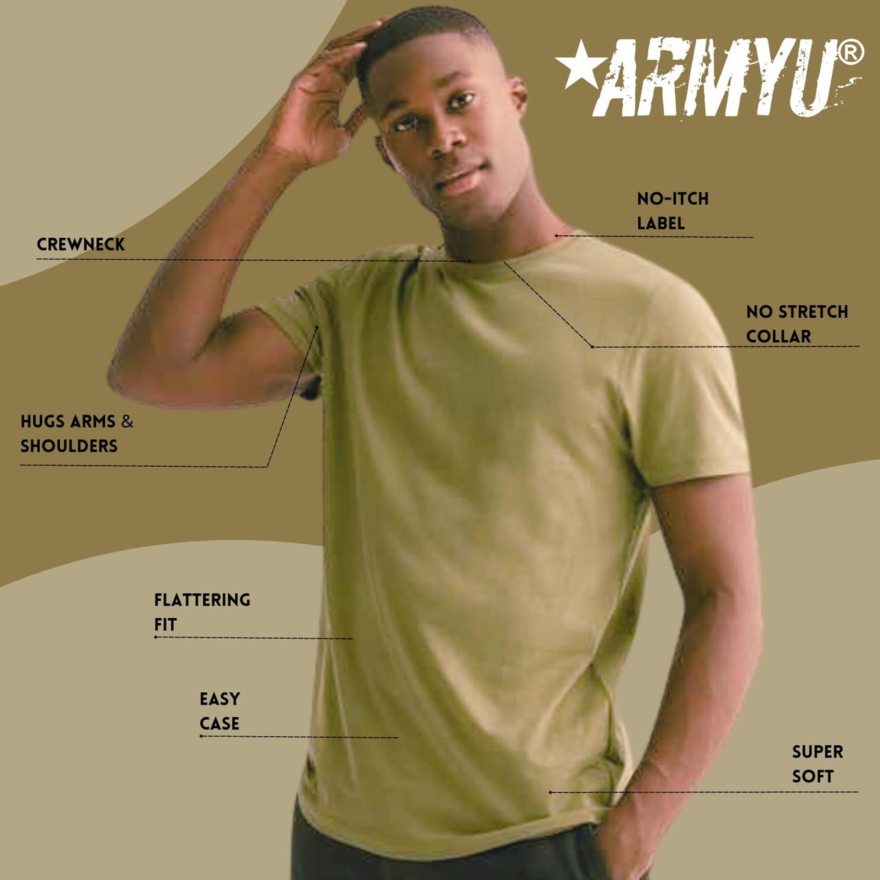 AR 670-1 Army Compliant Coyote Brown Mens Military T-Shirt MultiCam OCP 6-Pack gallery