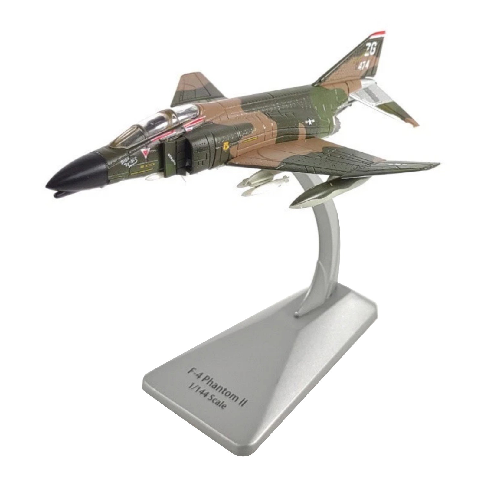 1PCS Alloy USAF F-4 Phantom II Fighter Model 1/144 Scale With Display Stand