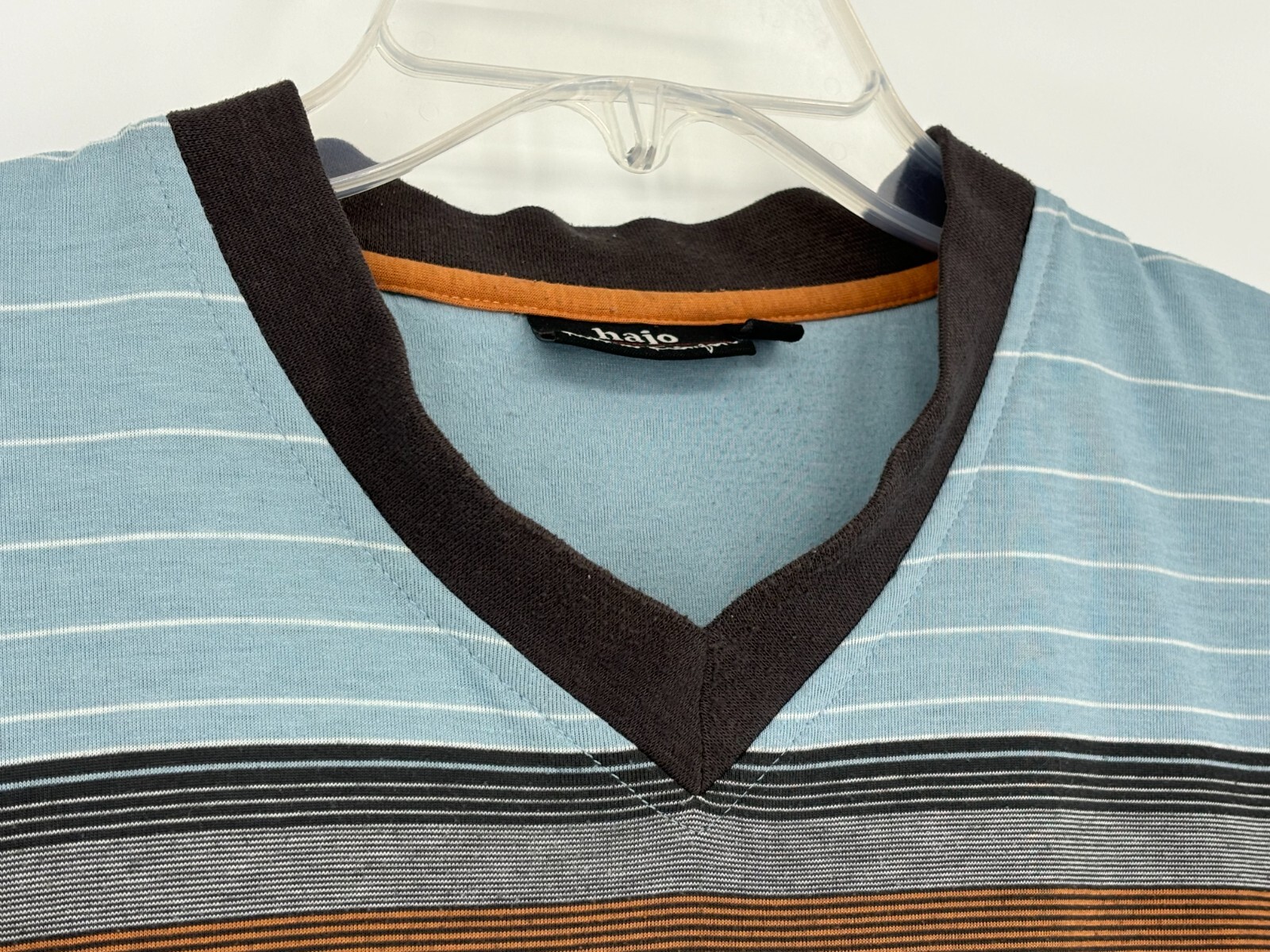 Hajo Klima Komfort Blue White Orange Gray Short Sleeve T-Shirt Men's Size Medium gallery