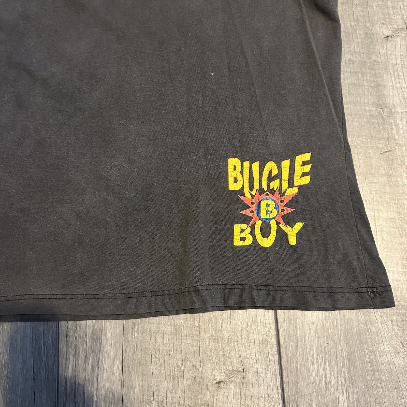 Vintage Bugle Boy Shirt Medium Single Stitch Sun Faded Gradient Neon Rainbow 90s gallery