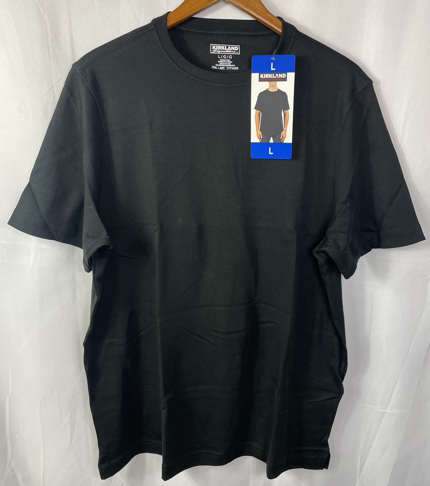 Kirkland Signature Men's Lot of (5) BLACK 100% Pima Tee Pick Size M, L, XL NWT gallery