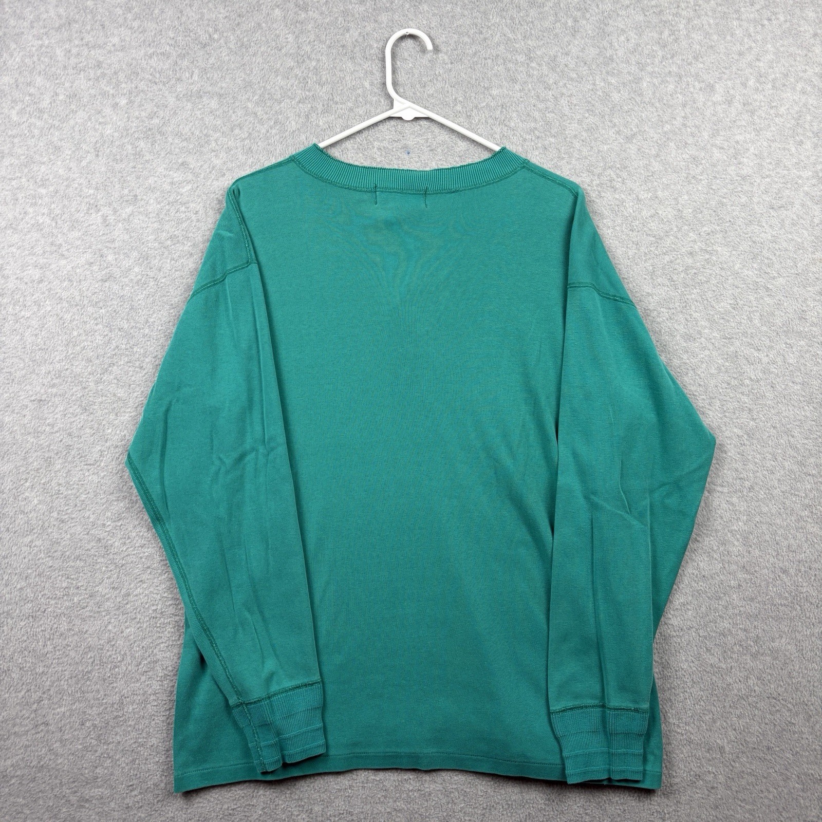 Vintage Eddie Bauer Shirt Mens Large Teal Henley Long Sleeve Knit 80s 90s USA gallery