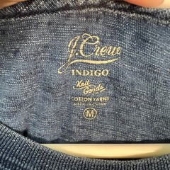 J.Crew Mens Size Medium Indigo Blue Slub Cotton Pocket T Shirt 100% Cotton