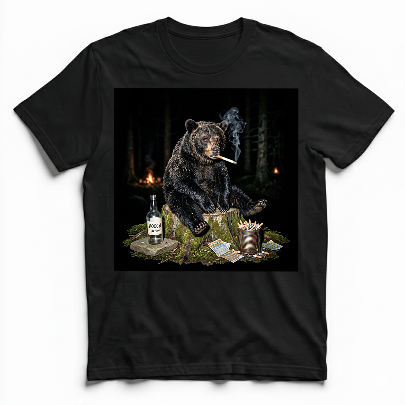 Funny Bear Smoking T-Shirt Bad Habits Forest Wildlife Meme Graphic Tee gallery