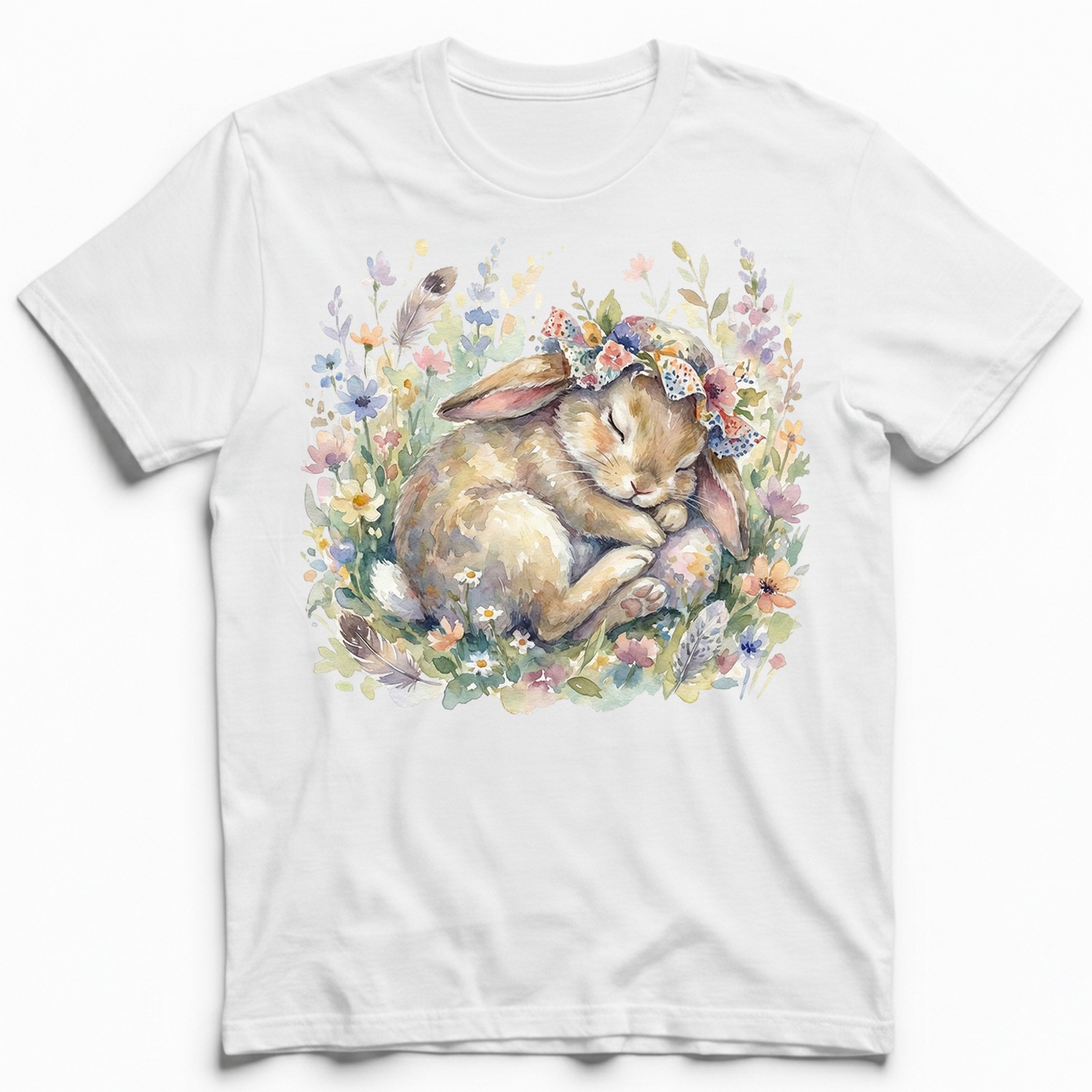 Cute Easter Bunny Floral Watercolor Spring T-Shirt Animal Pastel Holiday Tee gallery