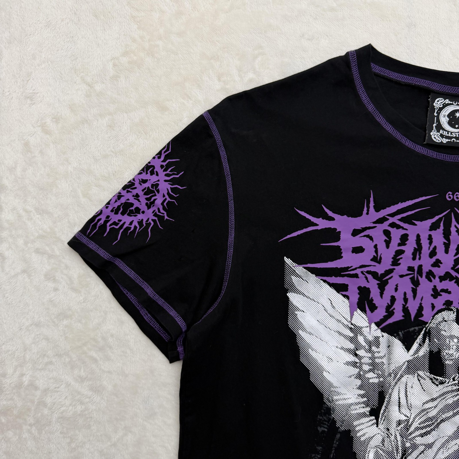 Killstar Shirt Mens Large Black Purple Angel Graphic Gothic Metal Streetwear gallery
