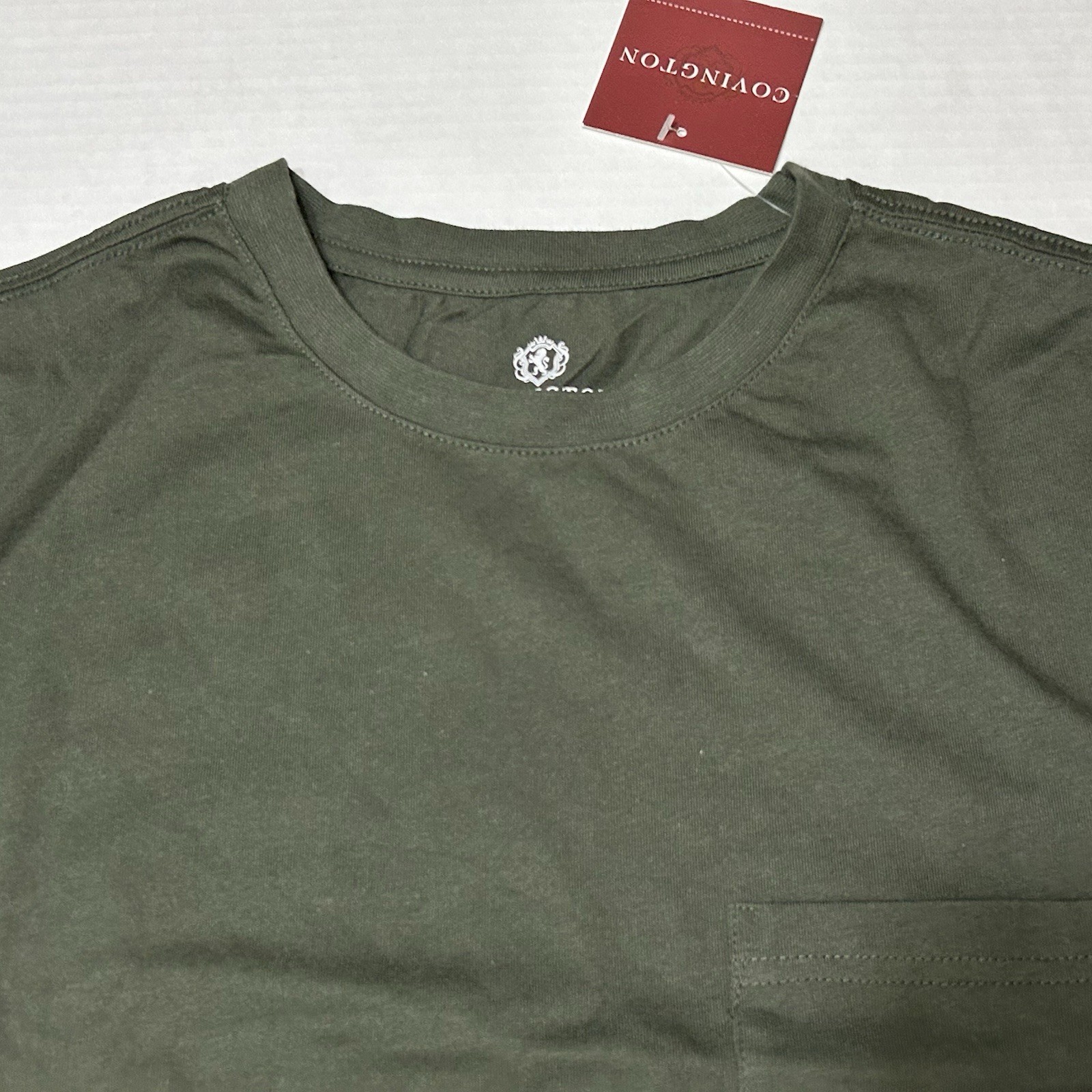 COVINGTON Pocket T-Shirt Large Dark Green NWT Solid Blank Plain Casual Dress Vtg gallery