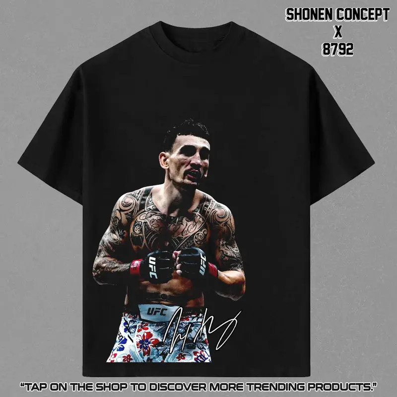 UFC 329 Max Holloway Blessed BMF Champion T-Shirt Vintage MMA Men Graphic Tee