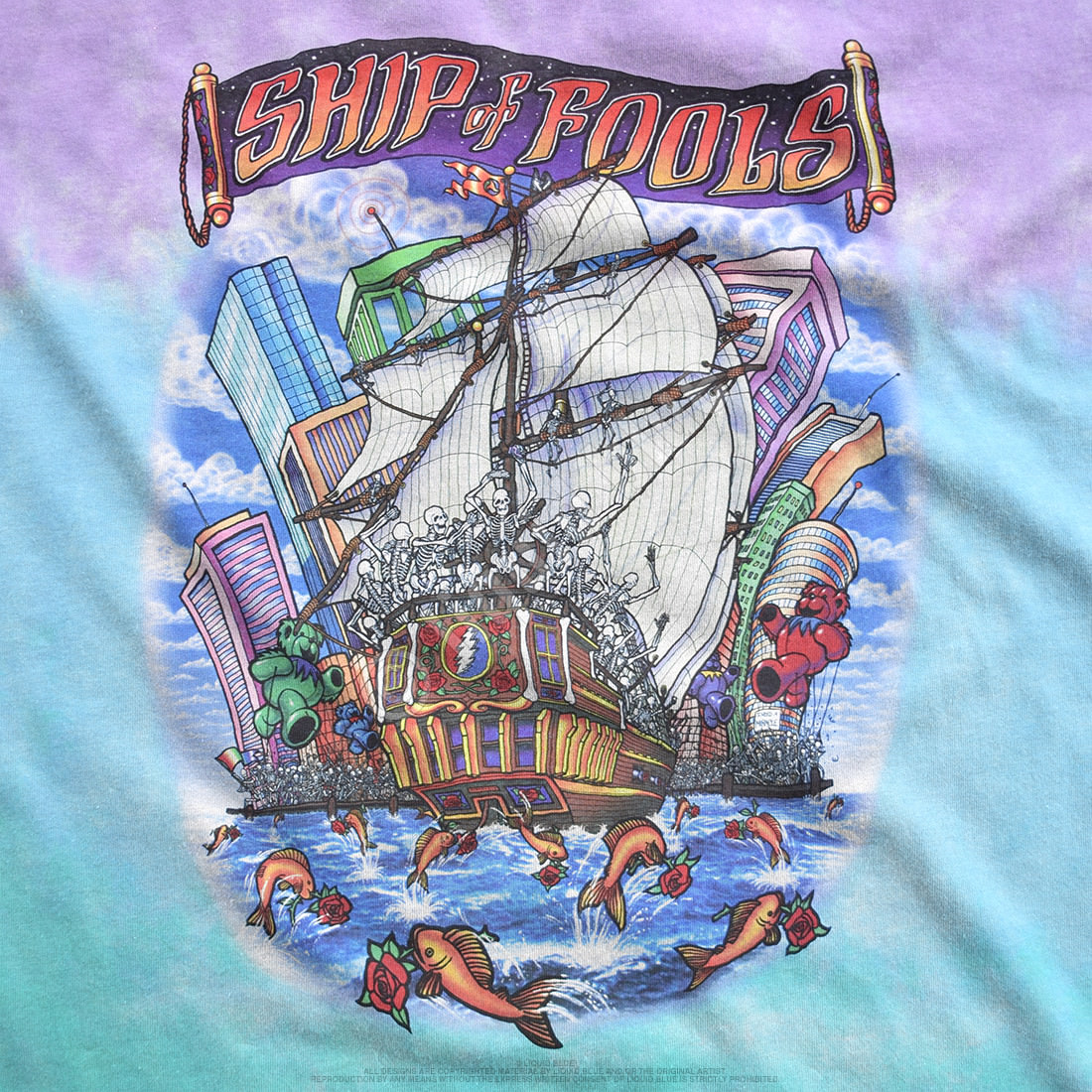 GRATEFUL DEAD-SHIP OF FOOLS-2 Sdd TIE DYE T-SHIRT S-M-L-XL-2X Garcia,Lesh,Wier gallery