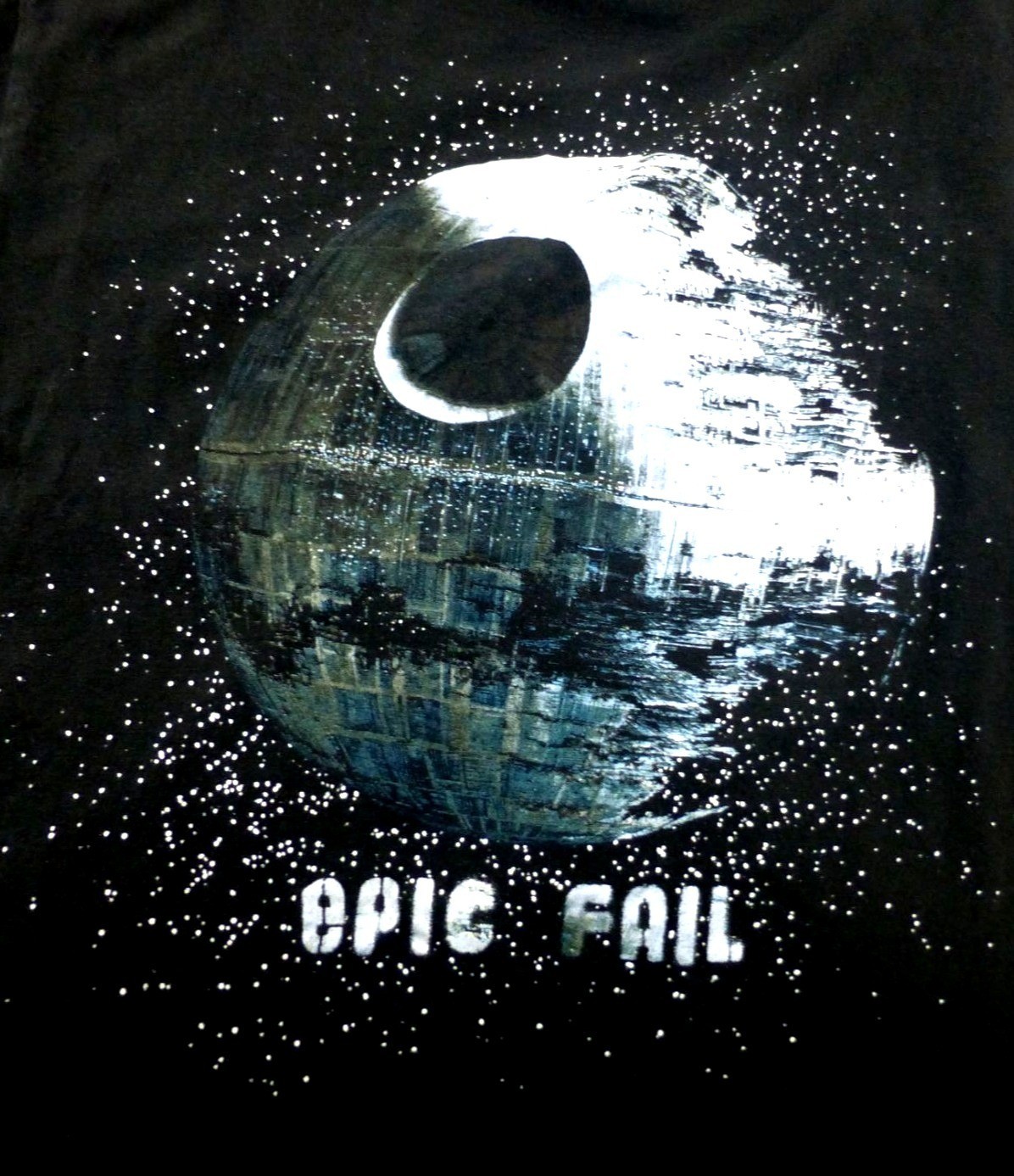 Star Wars Death Star Epic Fail T-Shirt Size L/XL Black Cotton Mens gallery