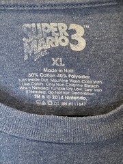 Nintendo Super Mario Bros. 3 Mario Men’s XL Blue Graphic Tee Crew Neck