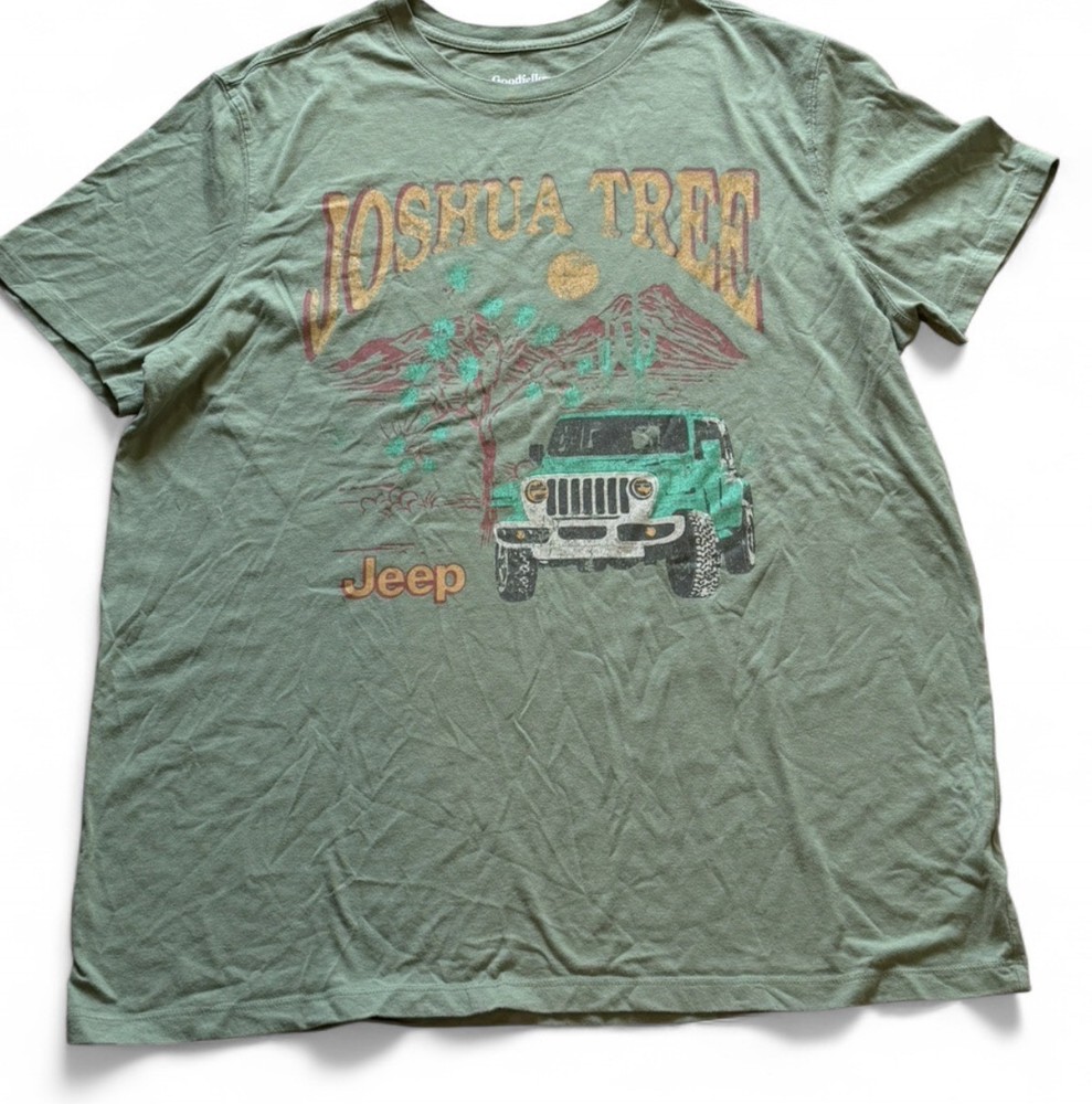 Goodfellow & Co Jeep Joshua Tree Green Graphic Print Tee XL Crew Neck Cotton