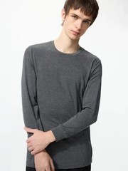 [2PCS SAME COLOR] UNIQLO HEATTECH T-Shirt 472909 Crew Neck Long-Sleeve Men New