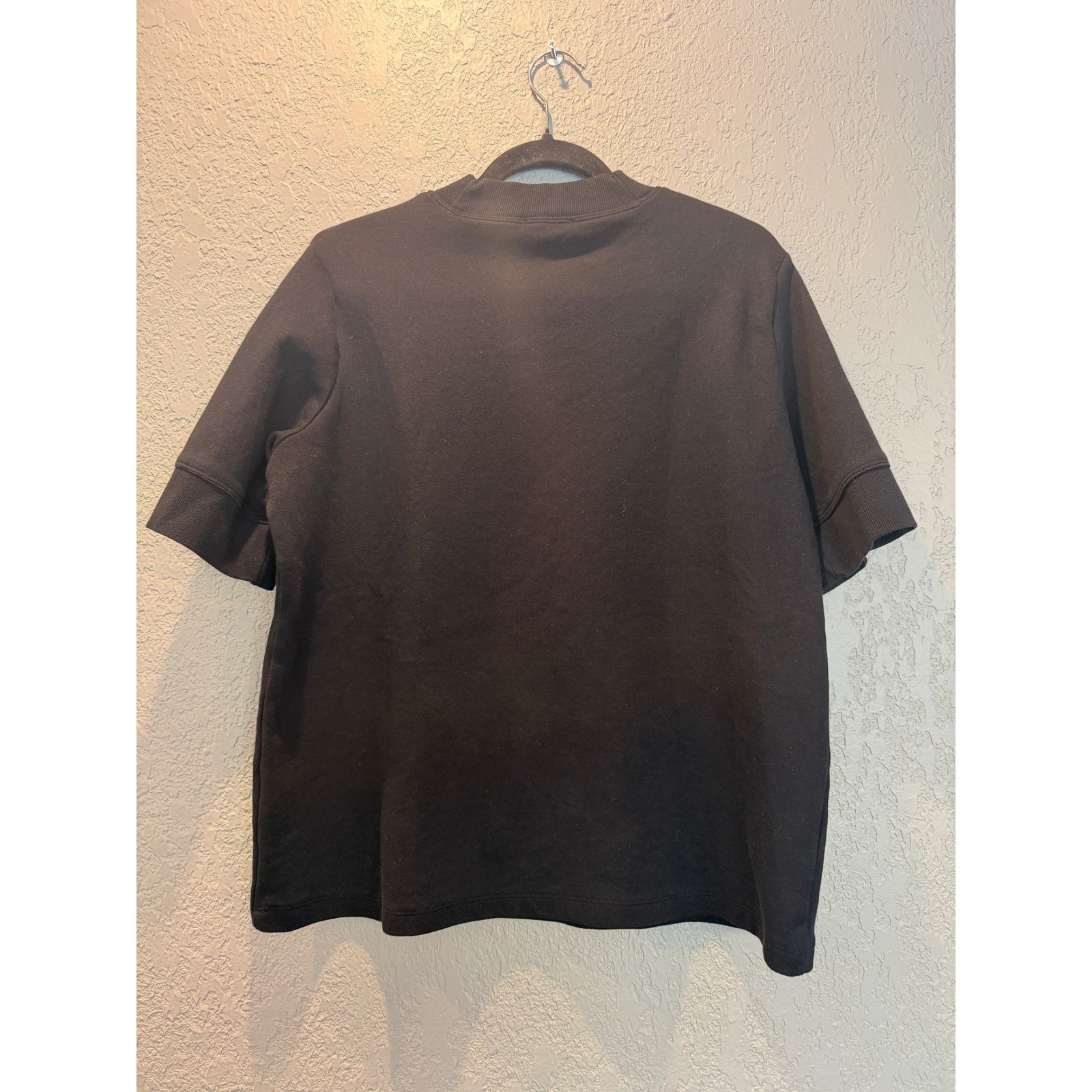 Zara Womens Black Mock Neck Short Sleeve Tee Shirt Ribbed Cuffs XL 4174/648/800 gallery