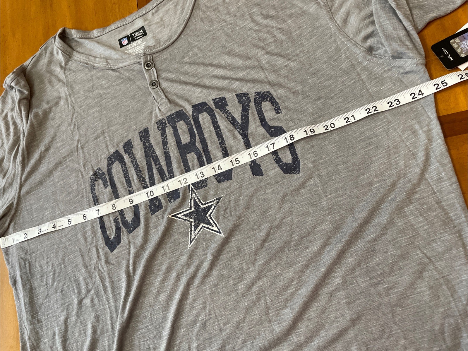 NFL Dallas Cowboys Team Apparel Mens XXL Lightweight Gray L/S Henley Shirt NEW gallery
