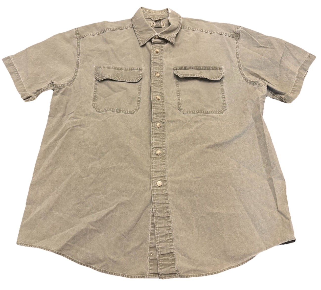 Vintage LL Bean Mens Button-Down Large Shirt Green O1
