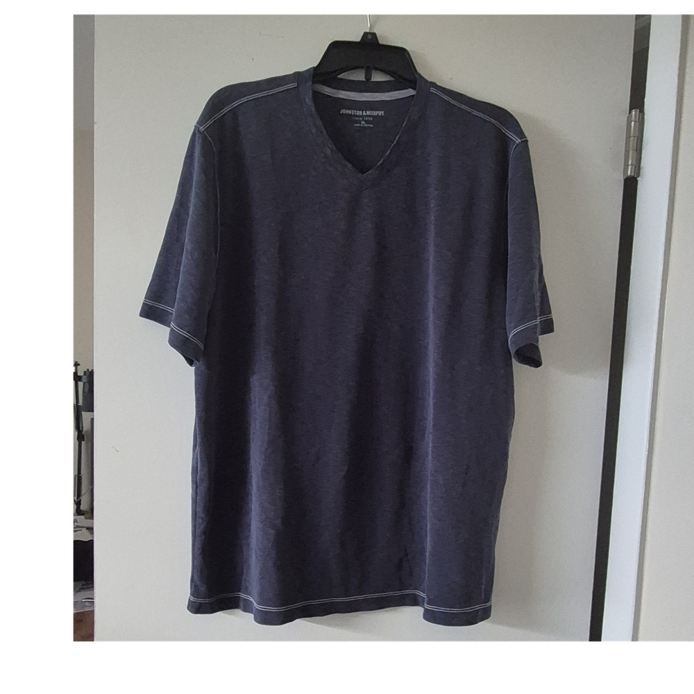 Johnston & Murphy Men’s Navy V-Neck Contrast Stitch Short Sleeve T-Shirt XL