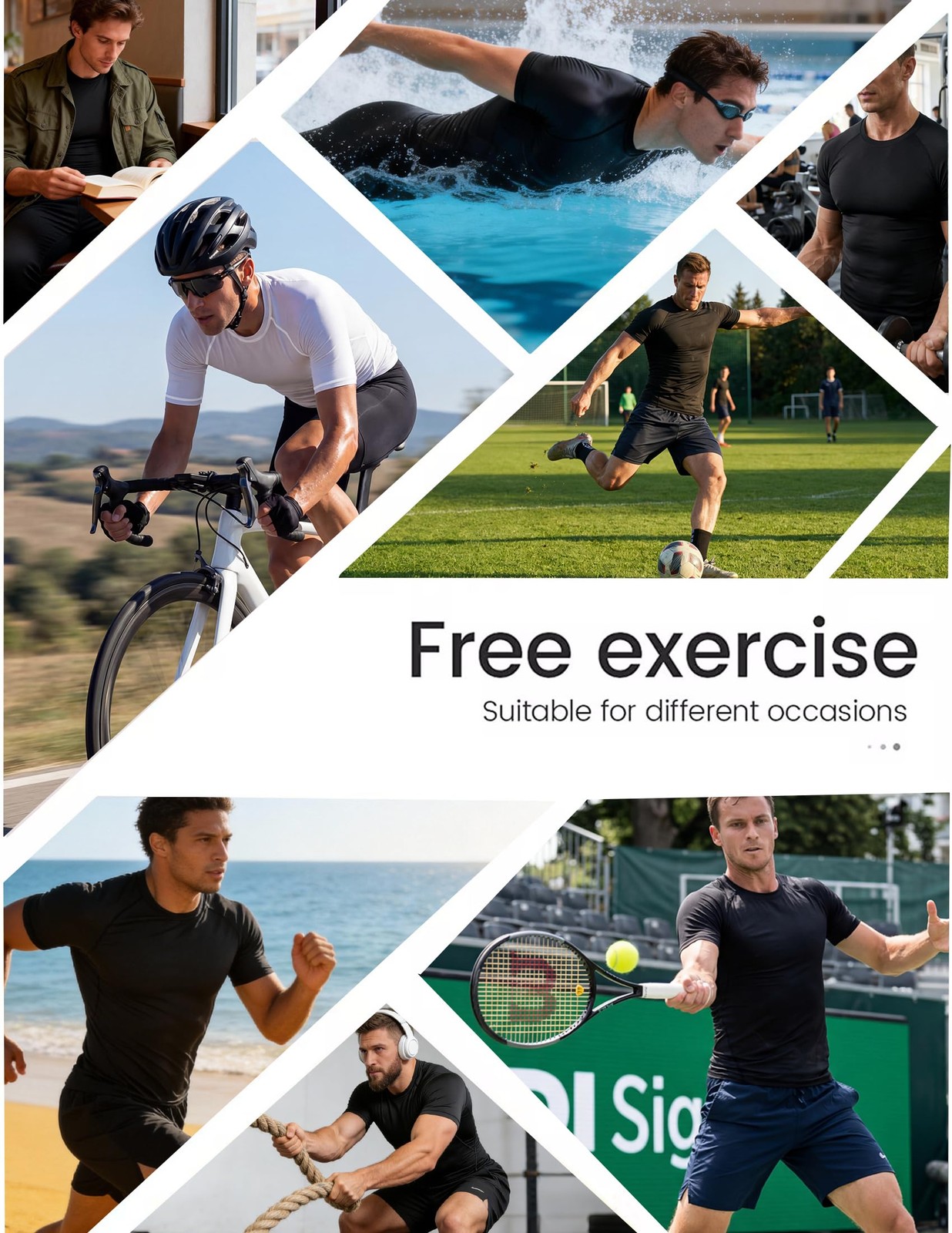 4 Pack Men's Compression Shirts Short Sleeve Cool Dry Workout TShirt Undershi... gallery