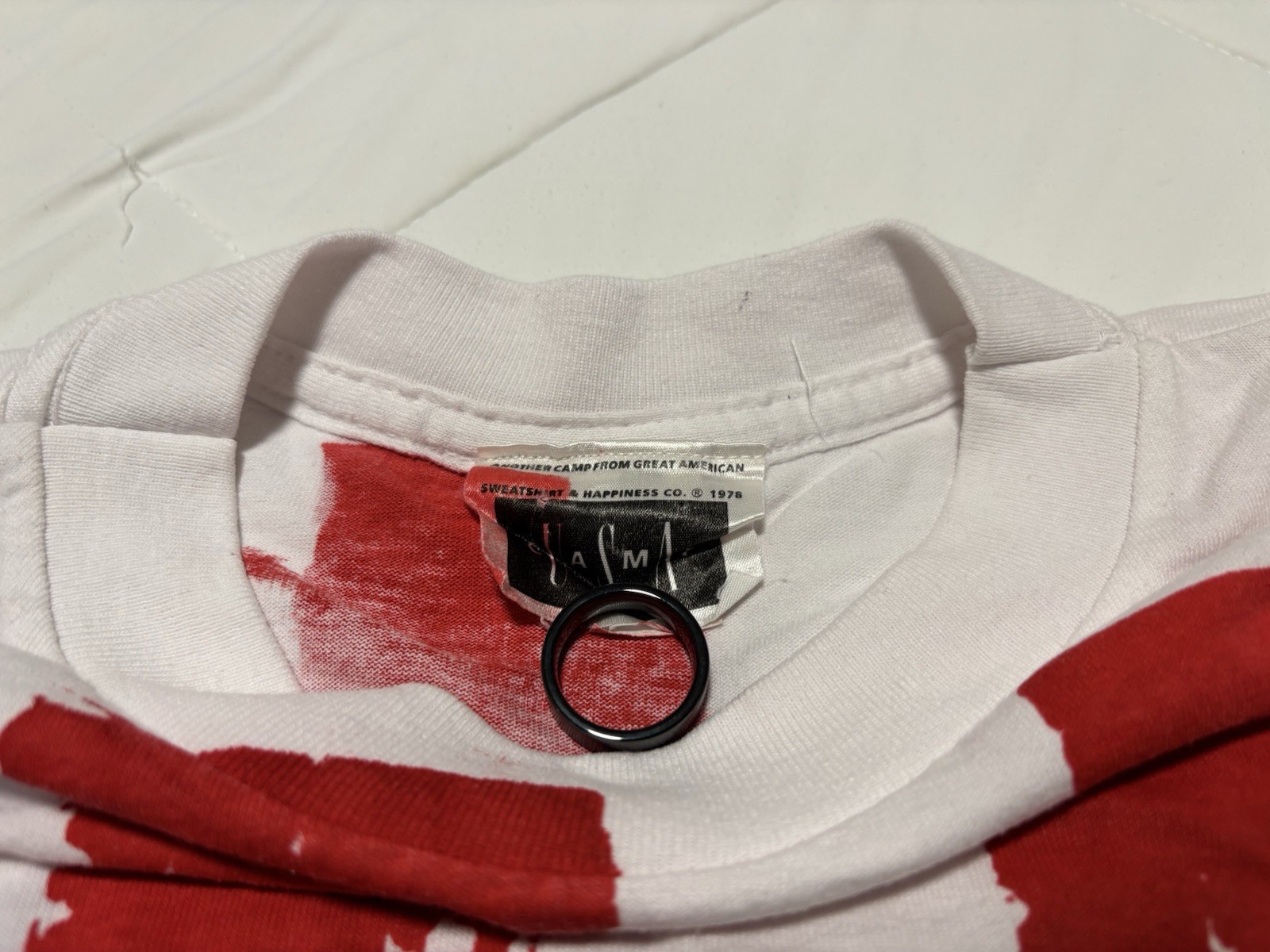 Vintage American Flag All Over Print T-Shirt Size OSFA AOP USA Patriotic July 4 gallery