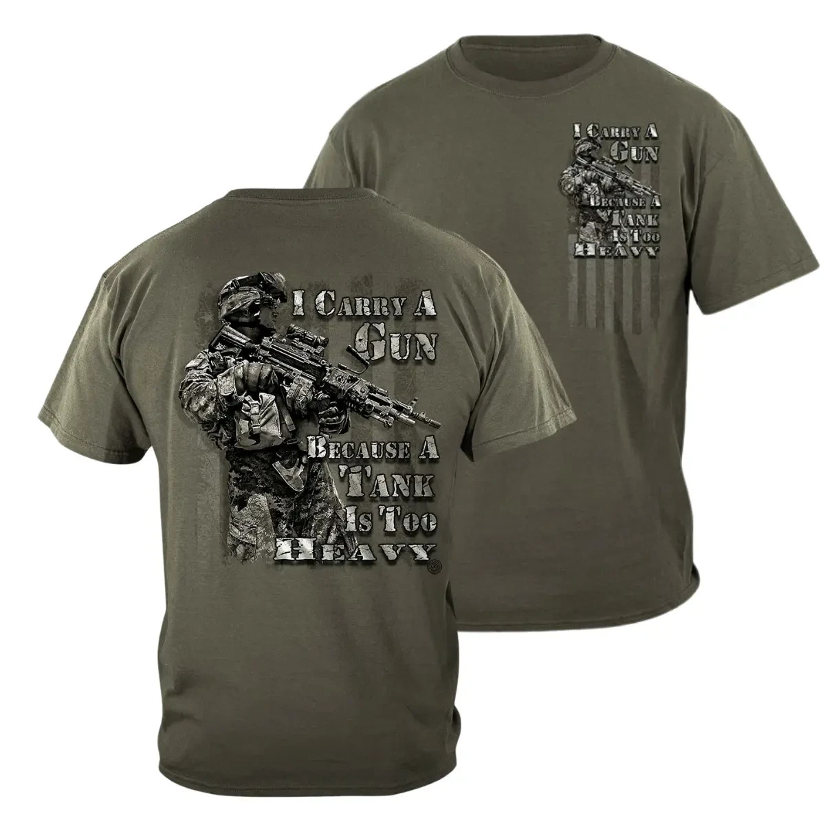 I Carry A Gun Shirt, Funny Military Soldier Graphic Tee, Soft Cotton Blend Shirt gallery