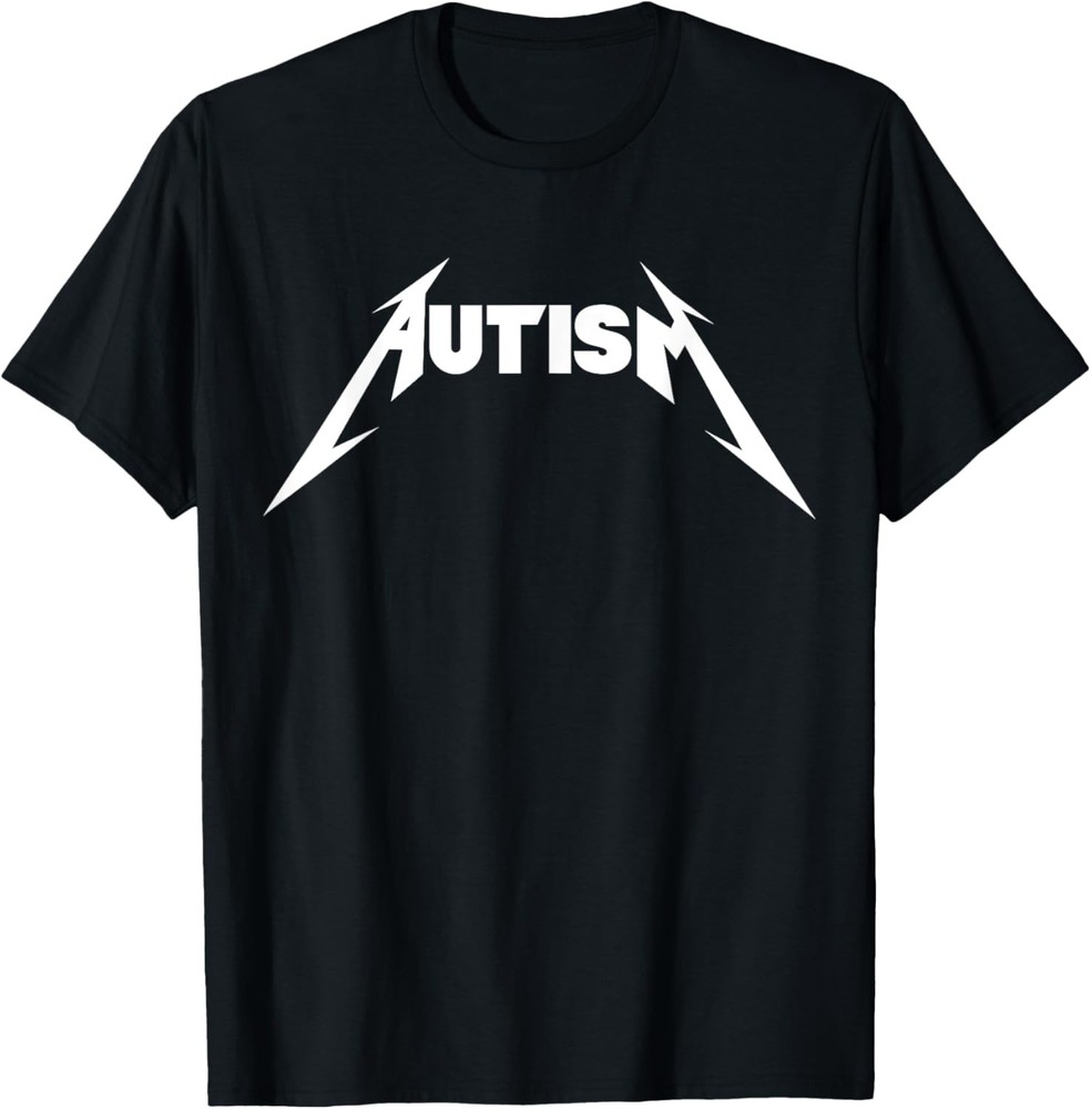 Funny Design Autism Skeleton Meme Metal Rock For Men Women T-Shirt