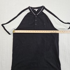 Calvin Klein Raglan Sleeve Button T-Shirt Men’s Medium Black & White EUC LN
