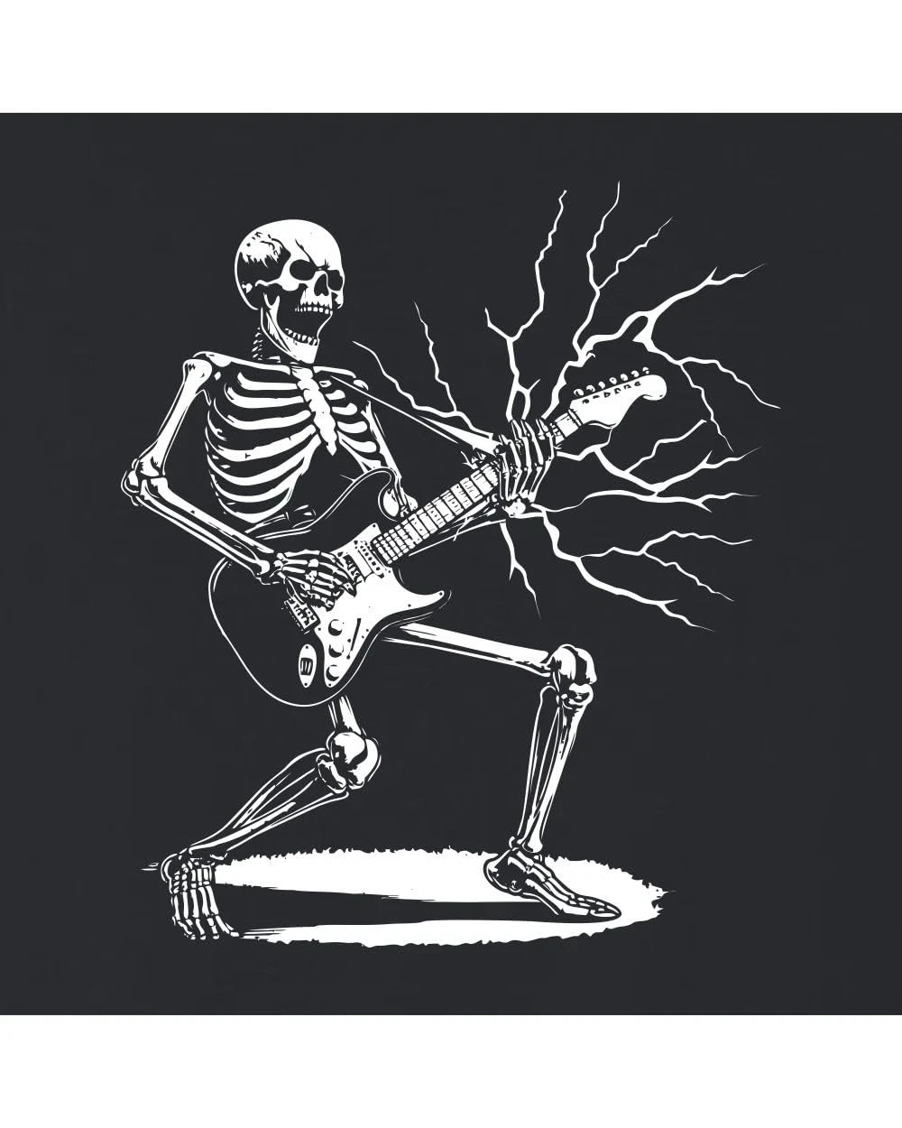 Black Mens Rock & Roll Skeleton Shredding Playing Guitar Band gallery