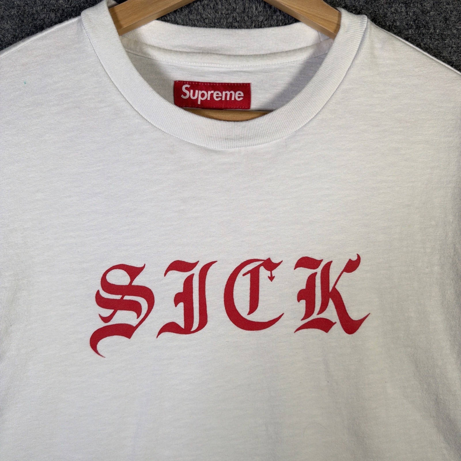 Supreme Shirt Mens Medium White SS24 SICK Logo Spellout Skate Baggy Boxy gallery