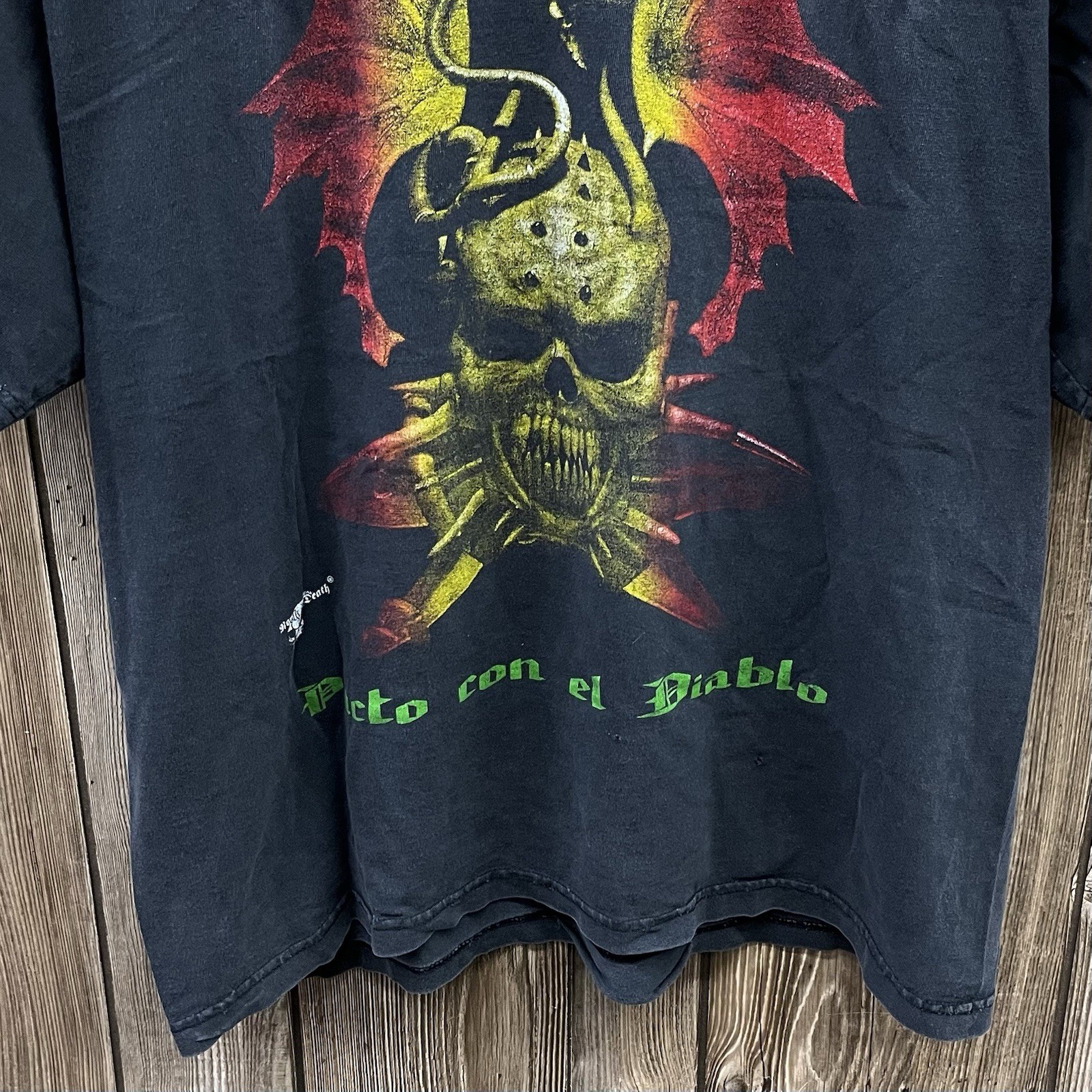 Vintage Angeles Del Infierno Pacto Con Diablo Metal Band Tee Shirt Black Large gallery