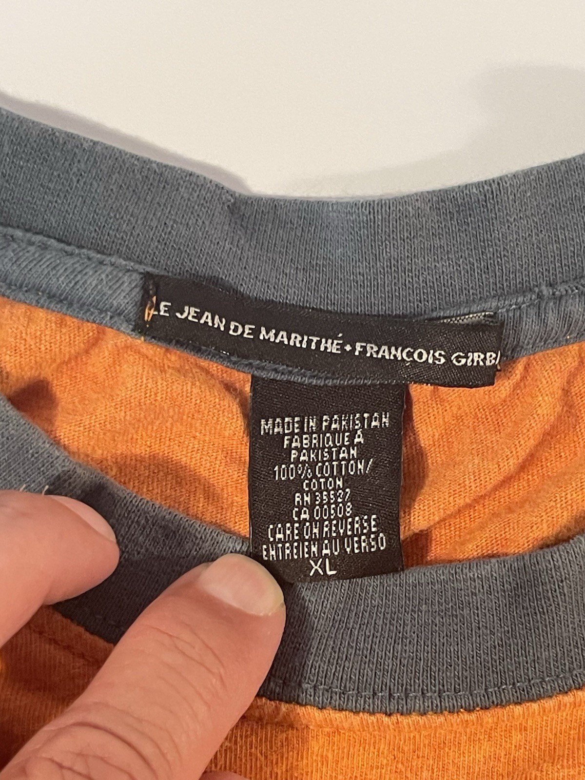 Vintage Marithe Francois Girbaud T Shirt Spellout EMBROIDERED ORANGE XL gallery