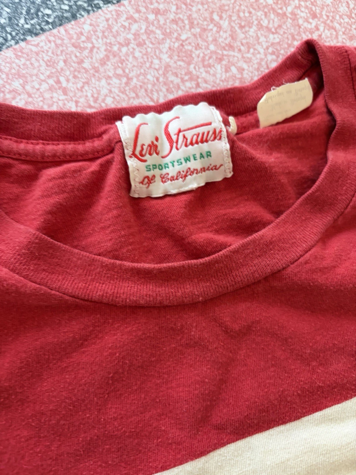 LVC Levi’s Vintage Clothing Sportswear Red/White Striped Pocket Tee M 1950s gallery