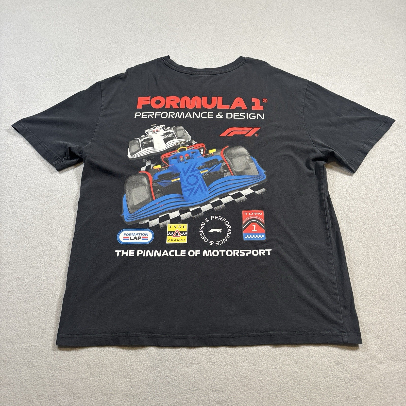 Formula 1 F1 Racing Graphic T-Shirt Mens Large Black Hybrid Apparel Short Sleeve