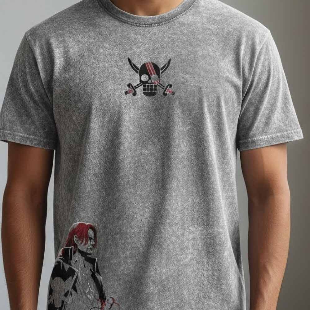 Shanks Red Hair Pirates Anime T-Shirt One Piece Acid Wash Casual Tee gallery