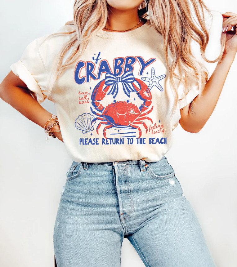 Funny Crabby Beach T Shirt Coastal Ocean Lover Summer Salty Tee Gift Idea gallery