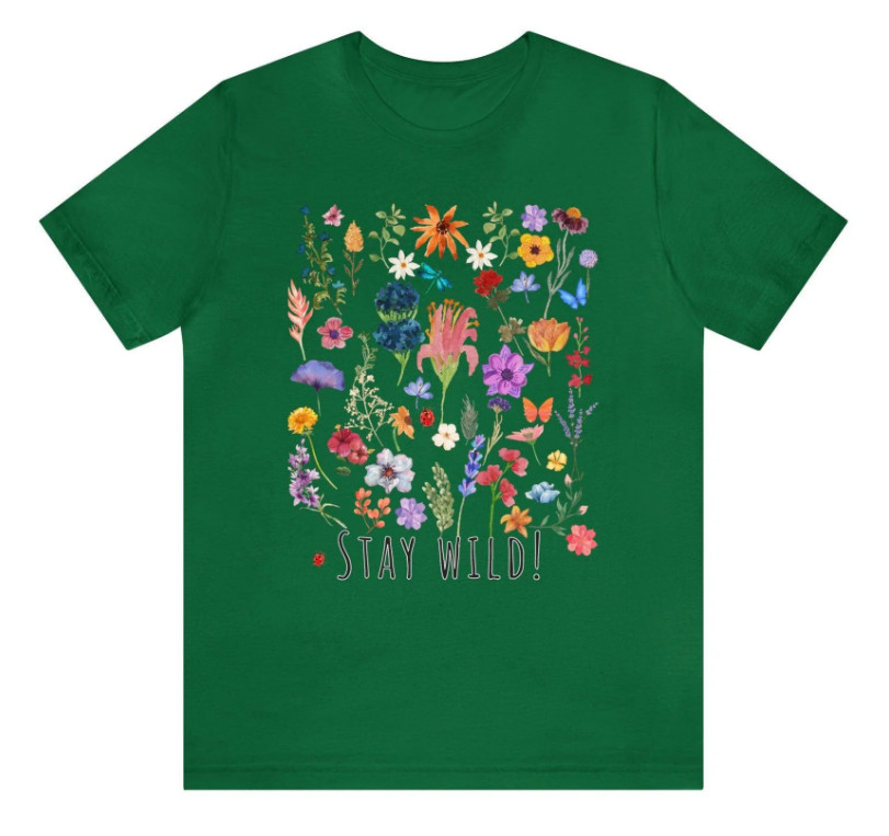 Flower S-234XL Unisex Green Cotton tee shirt Colorful gallery