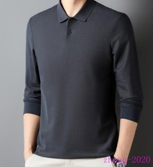 Fashion Men’s Long Sleeve Lapel T-Shirts Casual Business Formal Pullover Tops SZ