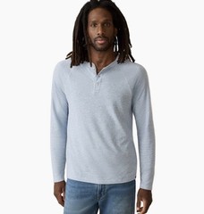 Faherty Cloud Cotton Long Sleeve Henley Large Heather Gray Pima Modal MKC0077