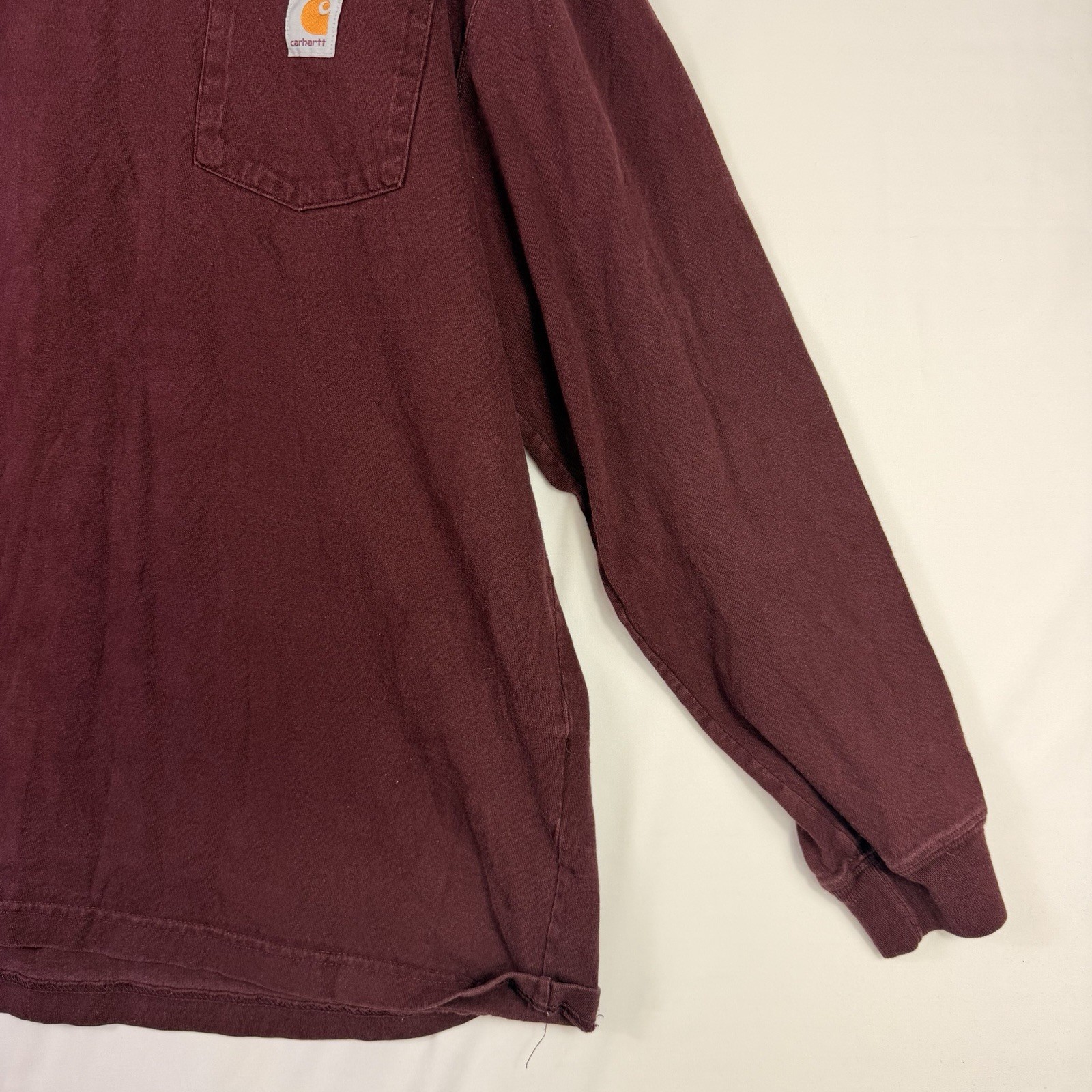 Carhartt Men's Loose Fit L Maroon Pocket Long Sleeve T-Shirt K128 gallery
