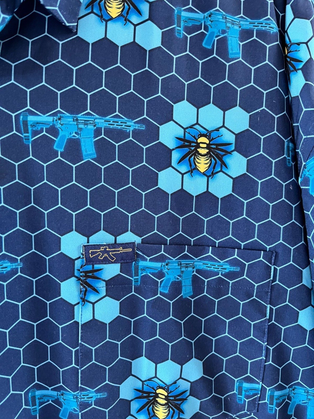 retro rifle sting ops bees honey hive deep blue mens short sleeve 4xl shirt gallery