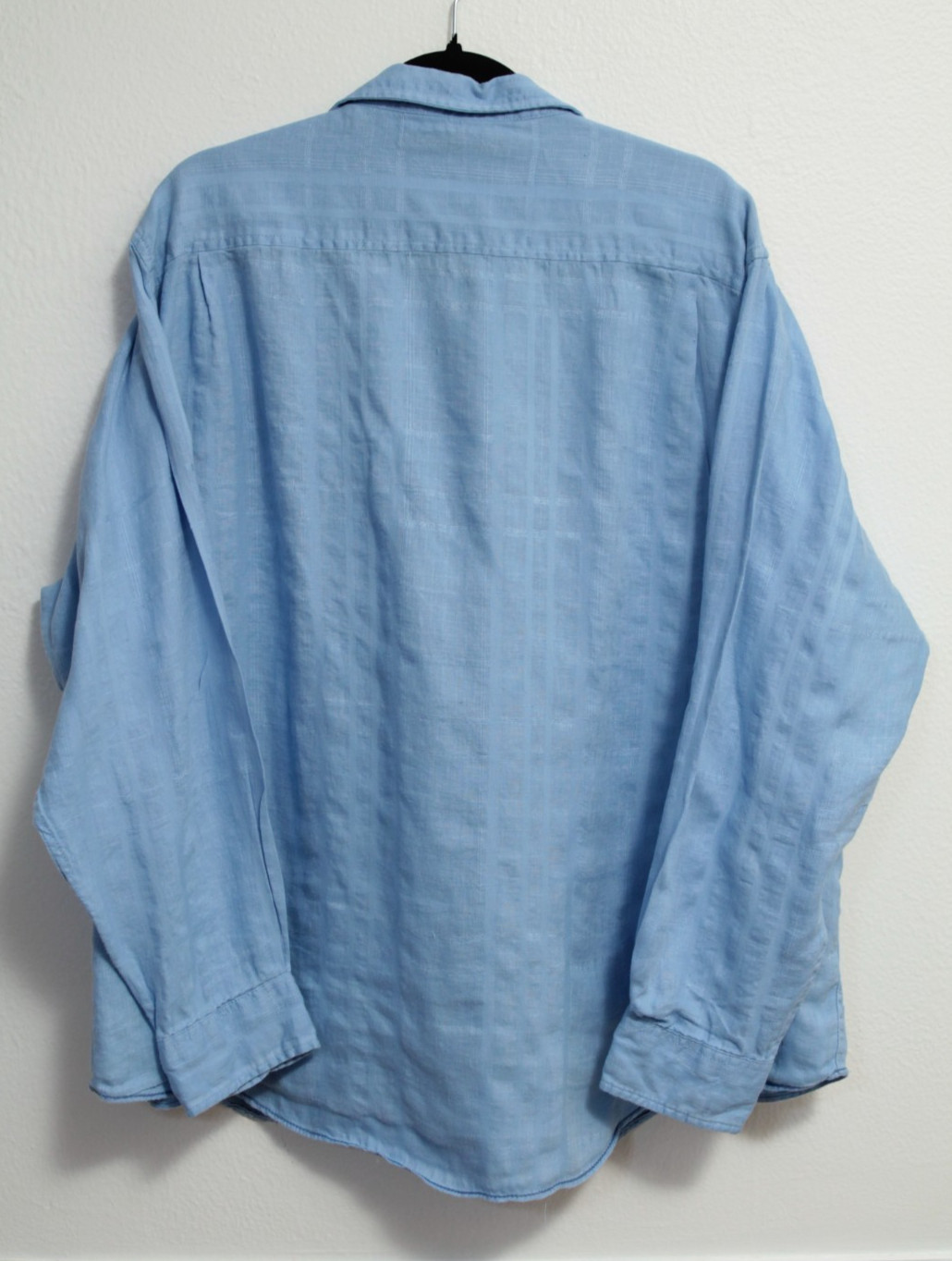 Caribbean Blue Shirt Men's 90% Linen/10% Cotton Long Sleeve Relaxed Size XLG gallery