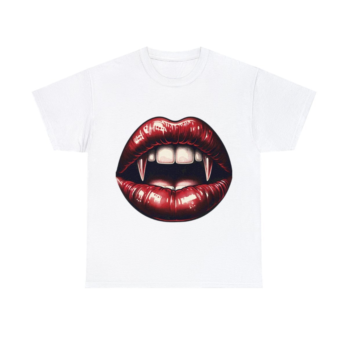 Adult T Shirt Seductive Glam Vampire Fantasy Teeth Glossy Lips Romance Slayer