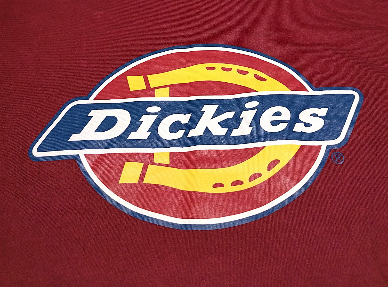 Dickies T-Shirt M Red Burgundy Classic Horseshoe Graphic Logo Cotton Tee Mens gallery