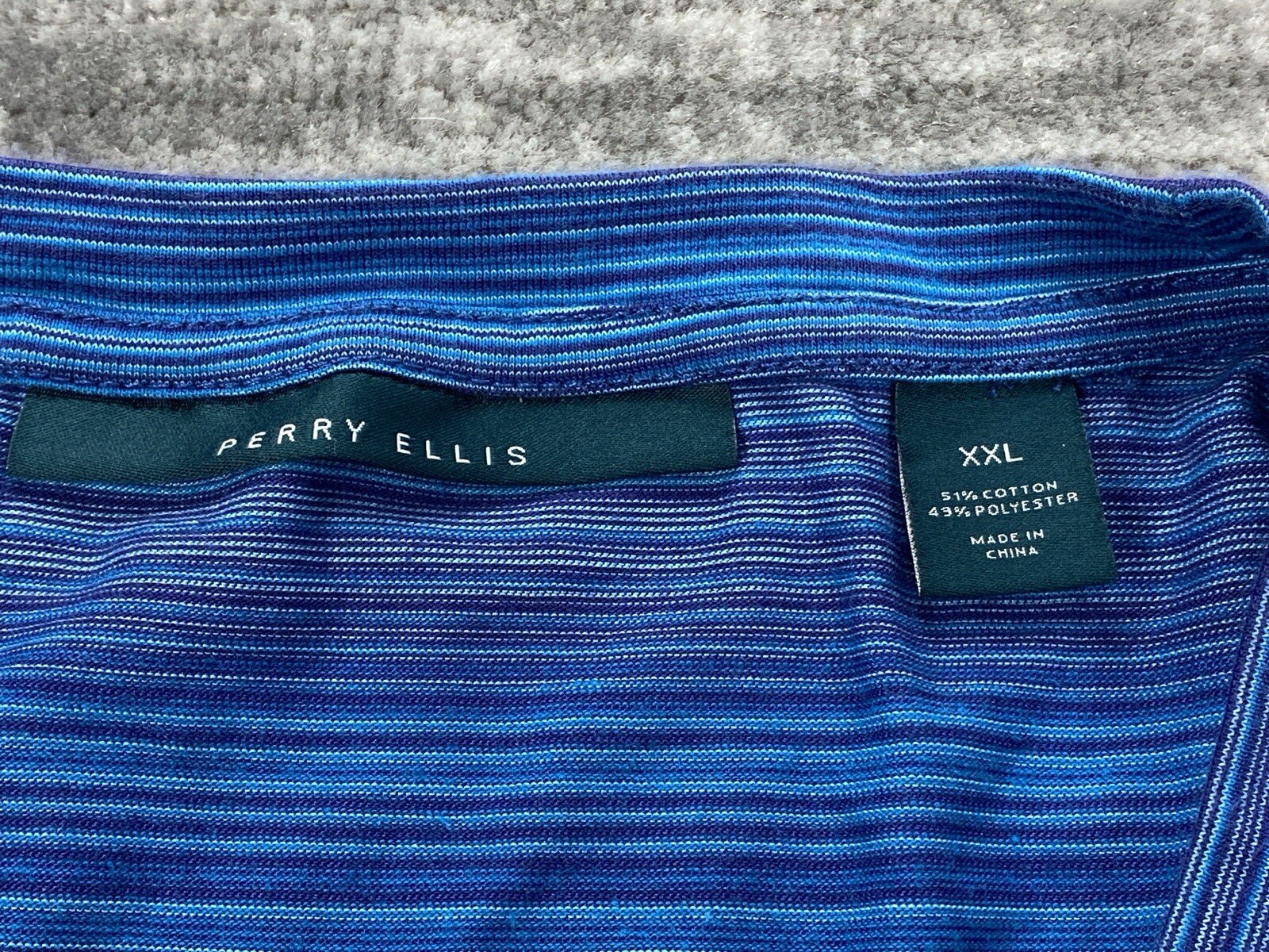 Perry Ellis Men’s Short Sleeve Blue Striped Shirt XXL gallery