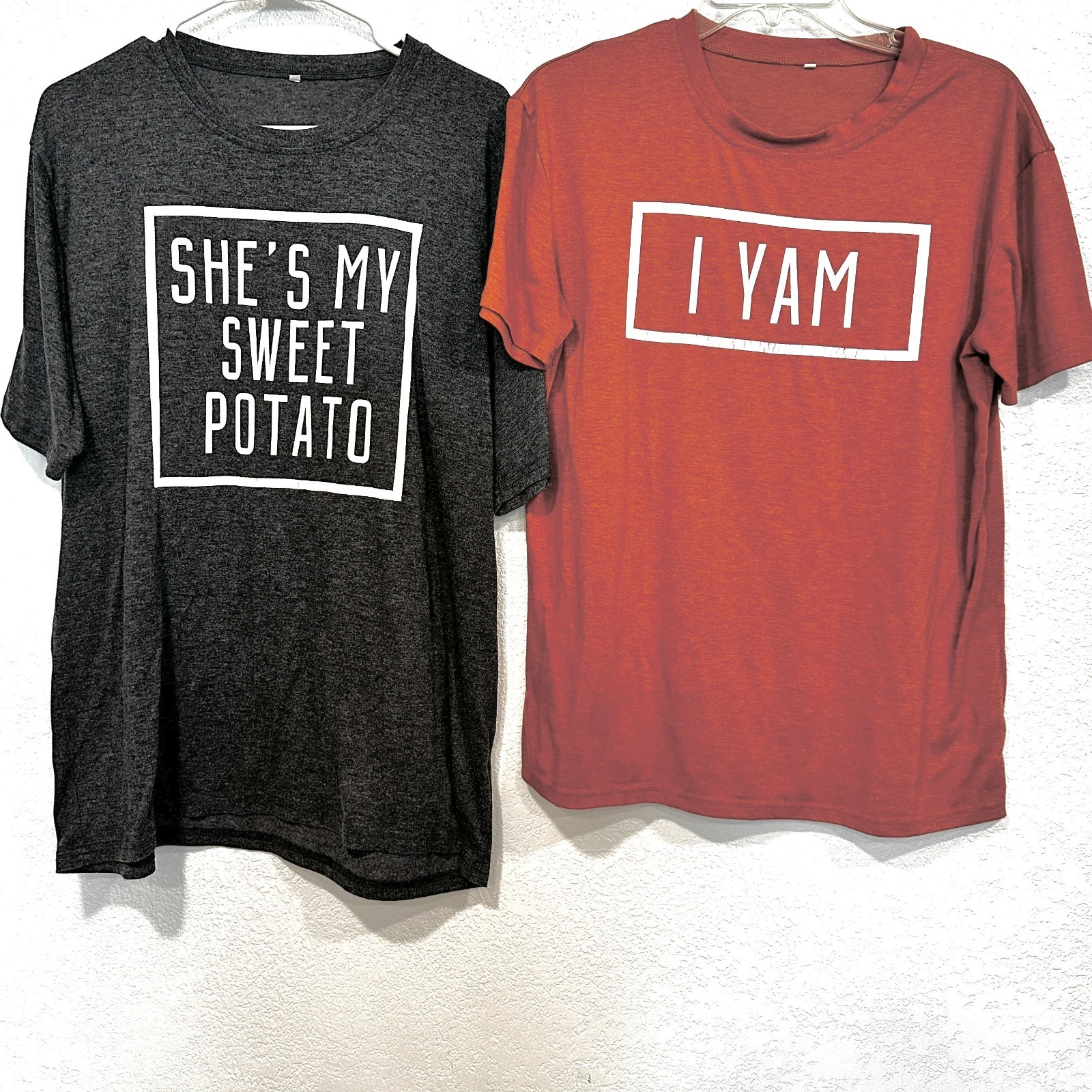 Couples Thanksgiving Tees Two Matching Holiday T-Shirts Mens Large & Womens Med